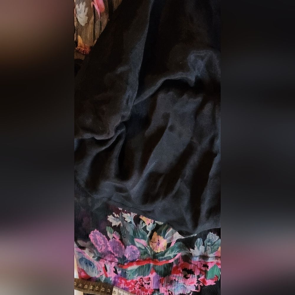 Candela NYC Black Floral Tiered Silk Dress Size Small - Picture 4 of 11